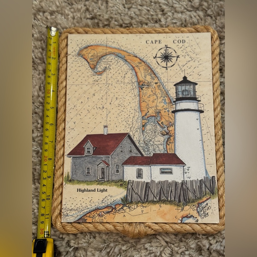 Donna Ellis Great American Lighthouse Rope Wooden Plaque–Cape Cod–Nautical Decor - Picture 3 of 5